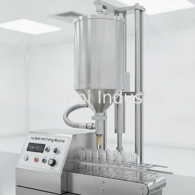 Máquina de llenado de bálsamo labial de boquilla única con elevación de tanque y dosificación precisa para aplicaciones de llenado en caliente