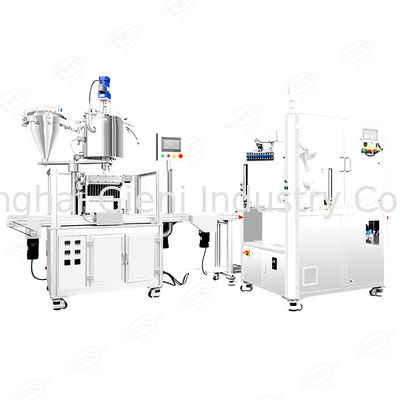 Línea de producción automática completa de la máquina tapadora de llenado del rimel del brillo del labio del robot de ABB