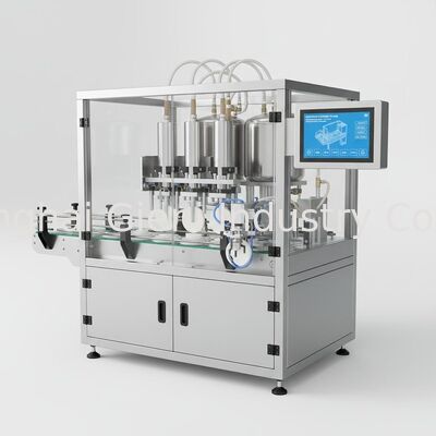 Máquina automática de llenado de cojines con colocación manual de esponja y llenado servo de cuatro boquillas para producción de crema BB