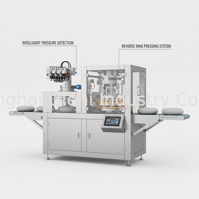 Máquina de llenado de cojines con detección de presión inteligente con sistema de prensado de anillo inverso para producción compacta de alta velocidad de 48 piezas por minuto