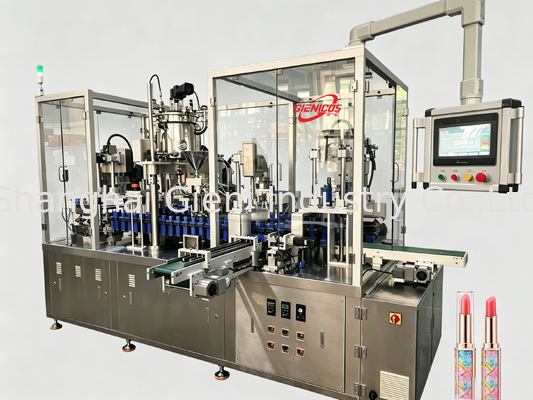 Máquina llenadora de brillo de labios de alta velocidad JQH-02 80 PCS/MIN con llenador de pistón servo y construcción SUS304