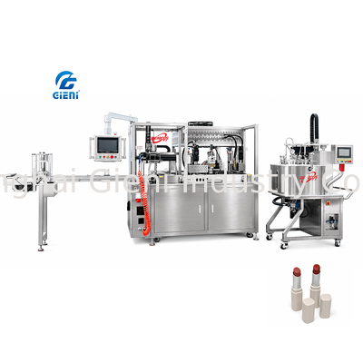 Integración del sistema de precalentamiento de moldes y remoldeo de la máquina rellenadora de lápices labiales GLU-900 con tanque de aire caliente Leister de 30L