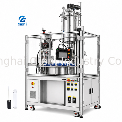 Máquina de llenado de brillo de labios de 4 boquillas con velocidad de 1000 BPH y control de temperatura de 0-120 °C para fórmulas viscosas