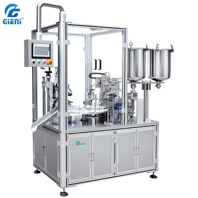 Un buen precio. Llenador de la máquina del lustre del labio del control del PLC 7KW, llenador rotatorio del tubo del lustre del labio en línea